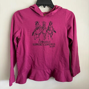 Wrangler Ruffle Cowgirls Support Cowgirls Pink pullover hoodie size XL